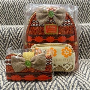 Loungefly Disney Princess Moana sequin mini backpack and wallet set